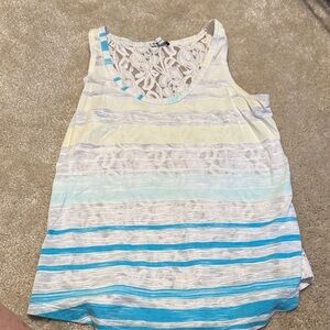 Express Multicolor Striped Lace Tank Top